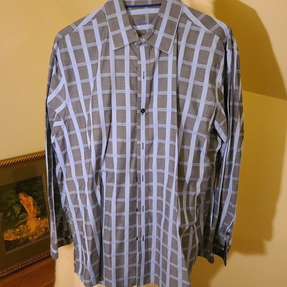 Tasso Elba Dobby Button Down Shirt Men's Size XL